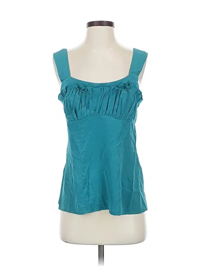 Pre-owned Nanette Lepore Sleeveless Silk Top Teal Sweetheart Neckline Tops In Blue