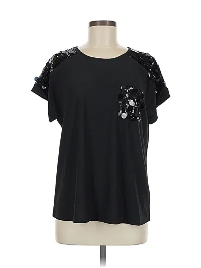 Pre-owned Blu Pepper Short Sleeve Top Black Crew Neck Tops