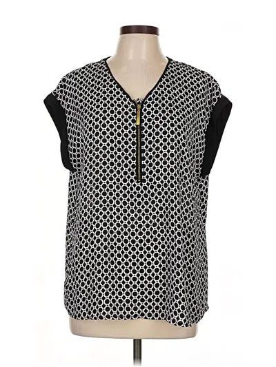 Pre-owned Roz & Ali Short Sleeve Blouse In Black