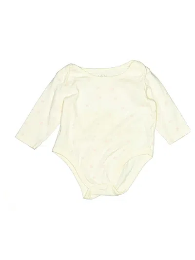 Pre-owned Le Top Baby Babies' Long Sleeve Onesie Ivory Crew Neck Bottoms In White