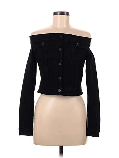 Pre-owned American Bazi Long Sleeve Top Black Strapless Neckline Tops