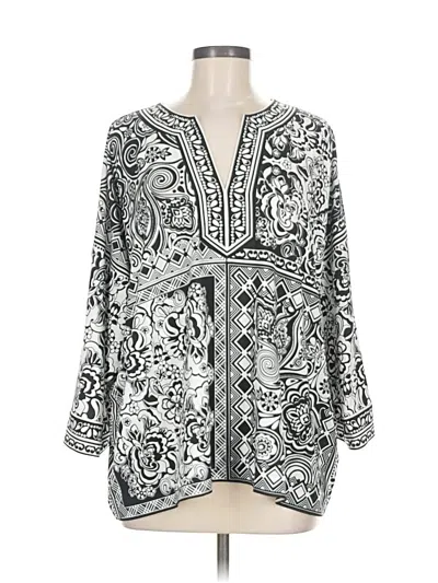Pre-owned Hale Bob 3/4 Sleeve Blouse In Silver