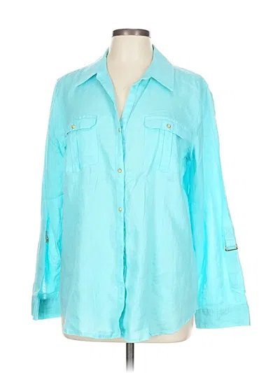 Pre-owned Chico's Long Sleeve Button Down Shirt In Blue