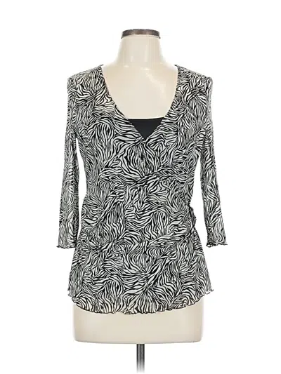 Pre-owned Bcbgmaxazria 3/4 Sleeve Top Black Open Neckline Tops