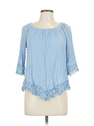 Pre-owned Ny Collection 3/4 Sleeve Blouse In Blue