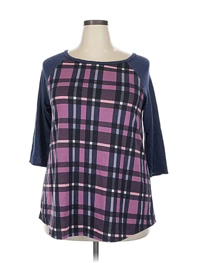 Pre-owned Agnes & Dora 3/4 Sleeve Top Purple Square Neckline Tops