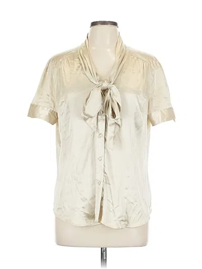 Pre-owned New York And Company Short Sleeve Blouse In White