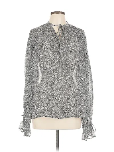 Pre-owned Anine Bing Long Sleeve Silk Top Black Tie Neck Tops