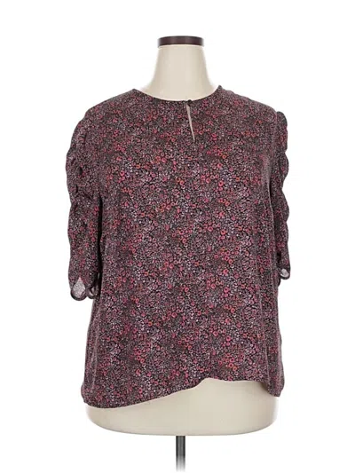 Pre-owned Lark & Ro Short Sleeve Blouse In Burgundy