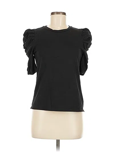 Pre-owned Ann Taylor Loft Short Sleeve Top Black Ruffles Neckline Tops