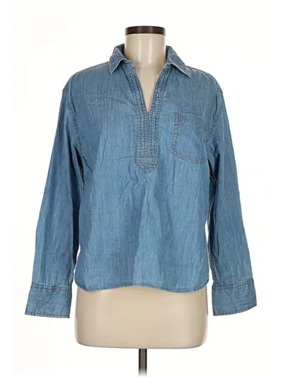 Pre-owned Talbots 3/4 Sleeve Button Down Shirt In Blue