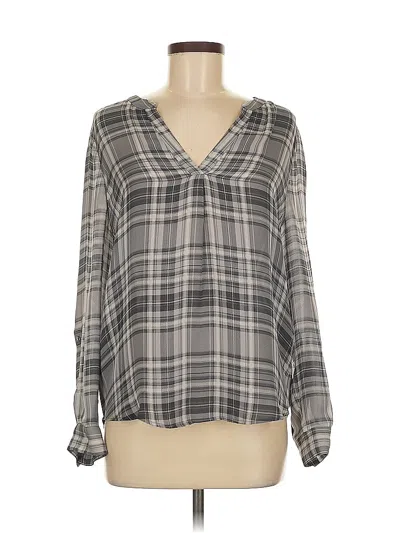 Pre-owned Joie Long Sleeve Silk Top Gray V Neck Tops