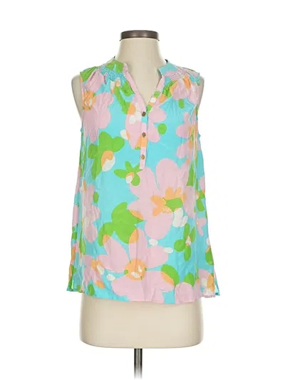 Pre-owned Lilly Pulitzer Sleeveless Silk Top Pink Halter Neckline Tops