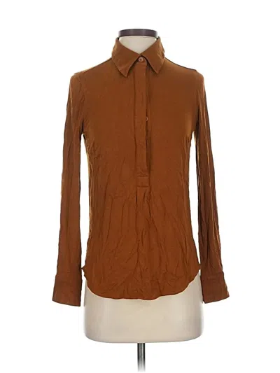 Pre-owned Universal Standard Long Sleeve Polo Shirt In Brown