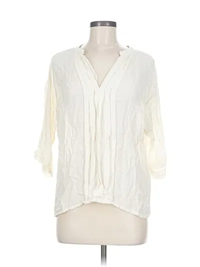 Pre-owned Joie 3/4 Sleeve Silk Top Ivory Plunge Neckline Tops In White
