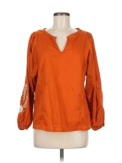 Pre-owned Banana Republic Factory Store Long Sleeve Blouse In Orange