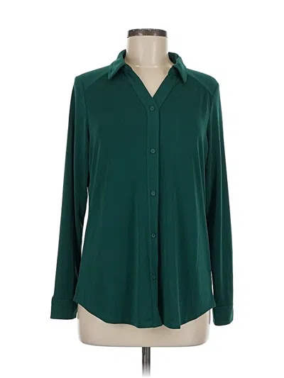 Pre-owned Adrianna Papell Long Sleeve Blouse In Green