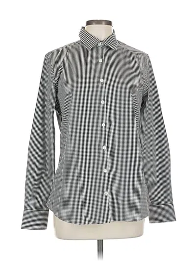 Pre-owned Lands' End Long Sleeve Button Down Shirt In Gray