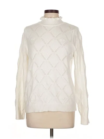 Pre-owned Nanette Lepore Turtleneck Sweater In White