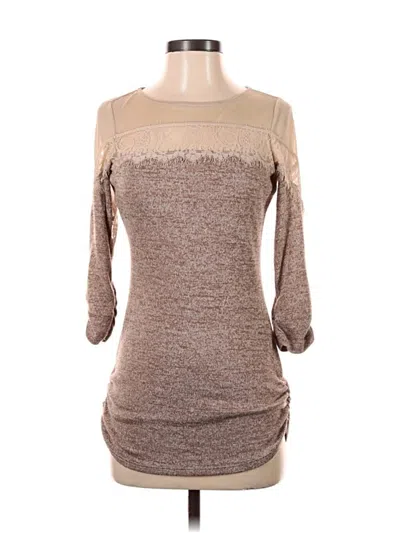 Pre-owned Heart Soul 3/4 Sleeve Top Brown Cold Shoulder Neckline Tops