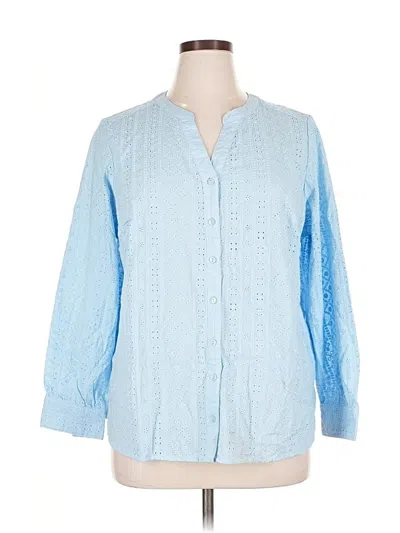 Pre-owned D&co. Long Sleeve Blouse In Blue