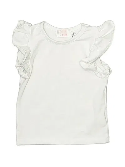 Pre-owned Mila & Rose Babies' Short Sleeve Top Ivory Ruffles Neckline Tops In White