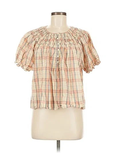 Pre-owned The Great Short Sleeve Blouse In Brown