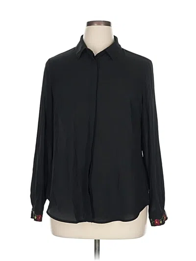 Pre-owned Ny Collection Long Sleeve Blouse In Black