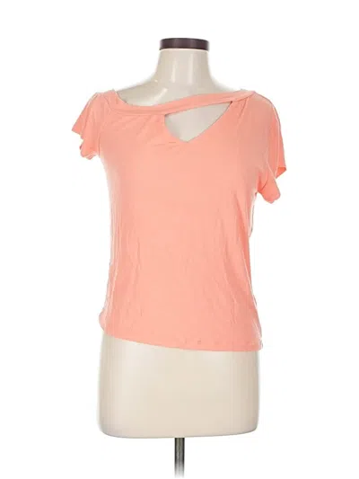 Pre-owned Elan Short Sleeve Top Orange Keyhole Neckline Tops