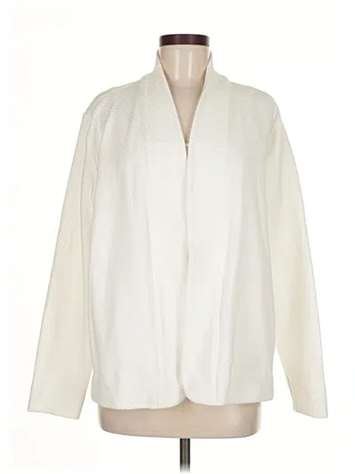 Pre-owned Lands' End Cardigan Sweater In White