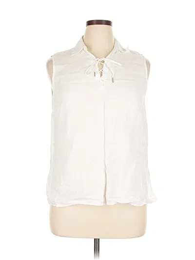 Pre-owned Style & Co Sleeveless Button Down Shirt In White