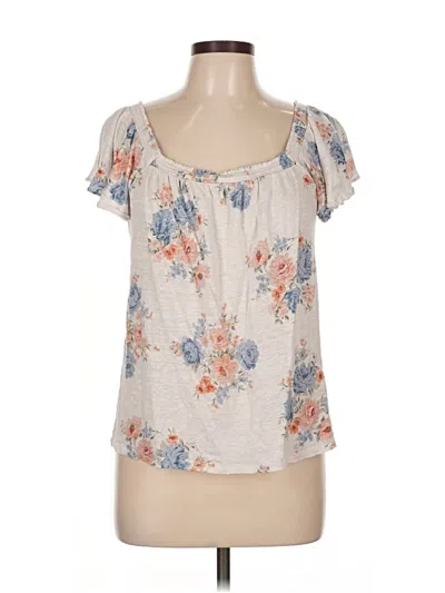 Pre-owned Ann Taylor Loft Short Sleeve Blouse In White