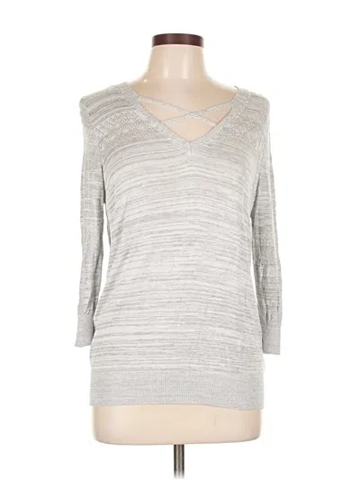 Pre-owned Lety & Me 3/4 Sleeve Top Gray V Neck Tops