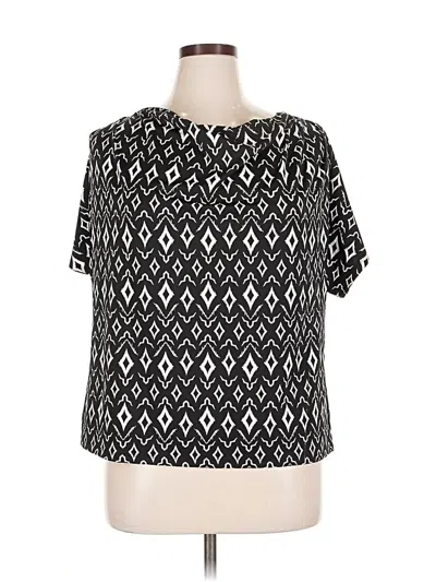 Pre-owned 89th & Madison Short Sleeve Blouse In Black