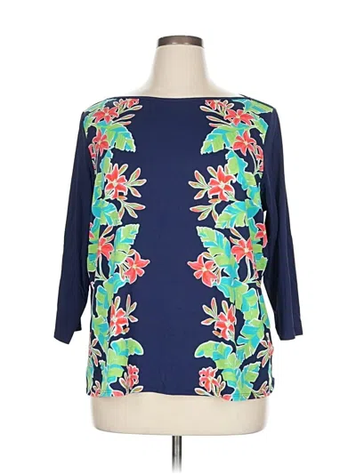 Pre-owned Lands' End 3/4 Sleeve T-shirt In Blue