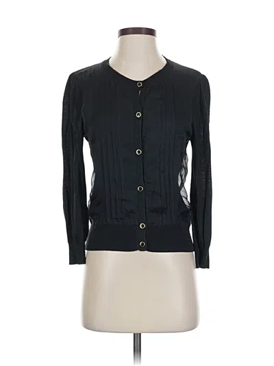 Pre-owned Dkny Silk Cardigan Sweater In Black