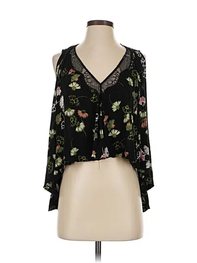 Pre-owned Free People 3/4 Sleeve Blouse In Black