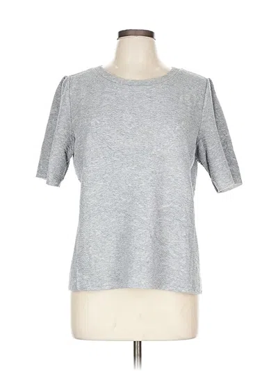 Pre-owned Ann Taylor Loft Short Sleeve Top Silver Crew Neck Tops