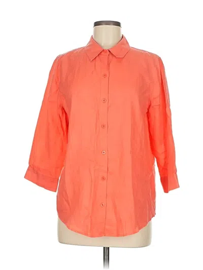 Pre-owned Chico's 3/4 Sleeve Button Down Shirt In Orange