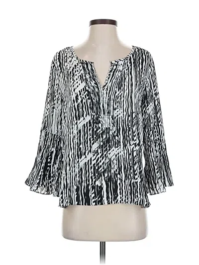 Pre-owned Valerie Stevens 3/4 Sleeve Blouse In Silver