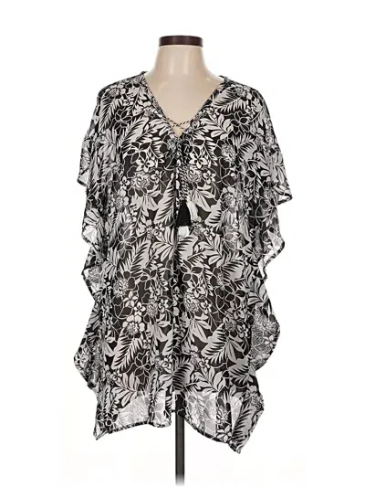 Pre-owned Miken Swim Short Sleeve Blouse In Silver