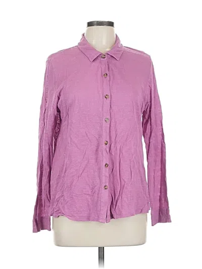 Pre-owned Jjill Long Sleeve Button Down Shirt In Purple