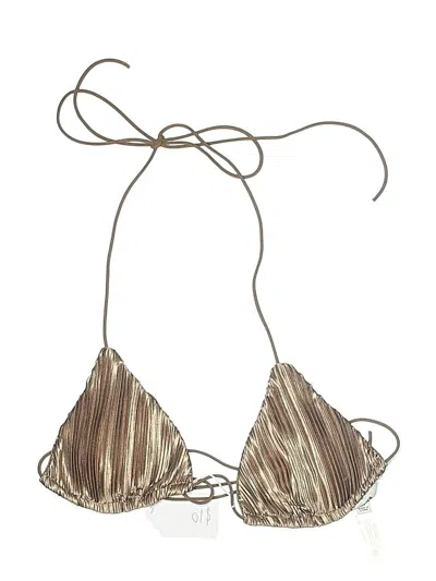 Pre-owned Steve Madden Swimsuit Top Brown Tweed Pattern Swimwear