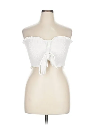 Pre-owned Zenana Tube Top White Strapless Neckline Tops