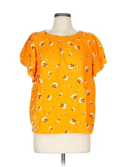 Pre-owned Ann Taylor Loft Short Sleeve Blouse In Yellow