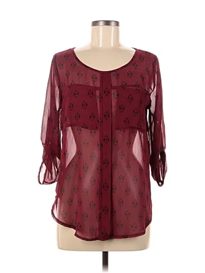 Pre-owned Papermoon 3/4 Sleeve Blouse In Burgundy