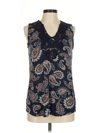 Pre-owned Loveappella Tank Top Blue Plunge Neckline Tops