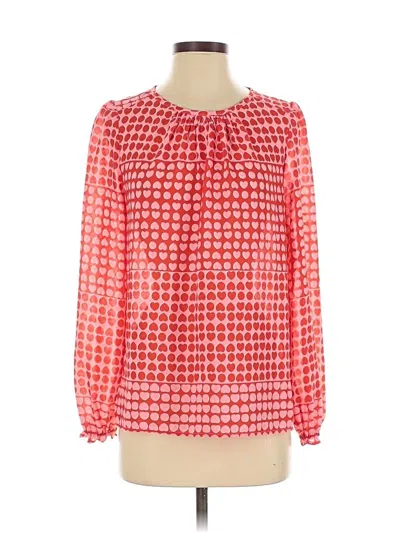 Pre-owned Ann Taylor Loft Long Sleeve Blouse In Red