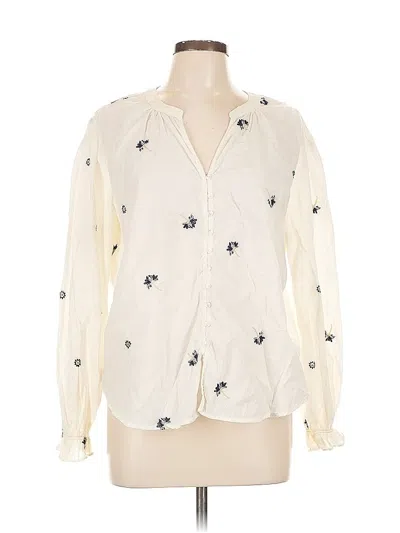 Pre-owned Velvet By Graham & Spencer Long Sleeve Blouse In White