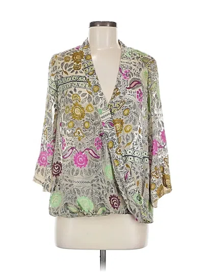 Pre-owned Floreat 3/4 Sleeve Blouse In Green